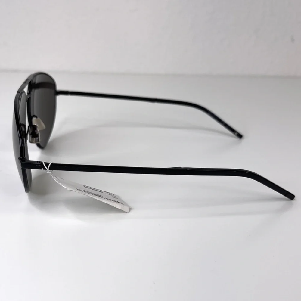 SAINT LAURENT Classic Aviator Sunglasses NEW 60mm Black Polarized